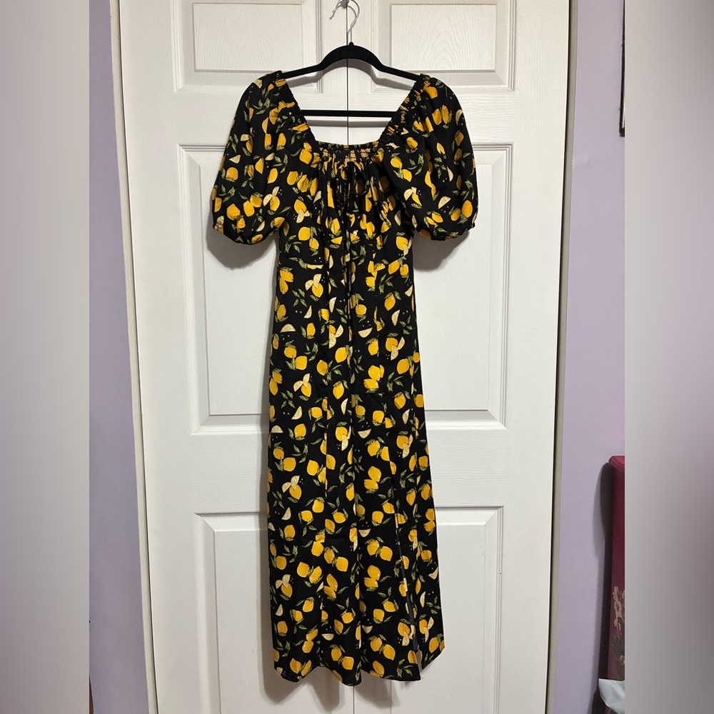 Cider Black and Yellow Lemon Maxi Dress